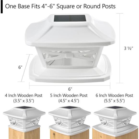 Lighting Flexfit Solar Outdoor Post Cap Lights - Includes Bases for 4x4 5x5 6x6 - Picture 4 of 7